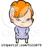 Cute Cartoon Girl With Hipster Haircut