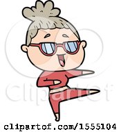 Cartoon Happy Woman Wearing Spectacles