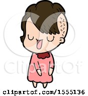 Cute Cartoon Girl With Hipster Haircut