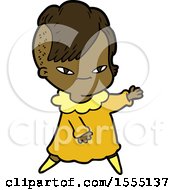 Cute Cartoon Girl With Hipster Haircut