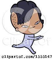 Cute Cartoon Girl With Hipster Haircut