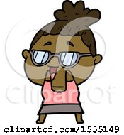 Cartoon Happy Woman Wearing Spectacles