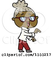 Cartoon Happy Woman Wearing Spectacles