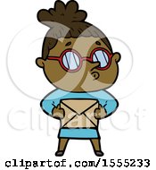Cartoon Woman Wearing Glasses