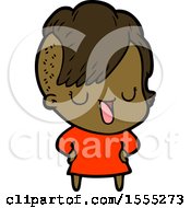 Cute Cartoon Girl With Hipster Haircut