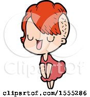 Cute Cartoon Girl With Hipster Haircut