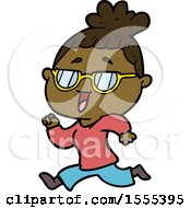 Cartoon Happy Woman Wearing Spectacles