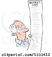 Cartoon White Senior Man With A Long Bucket List