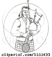 Sketched Male Scotsman Bagpiper