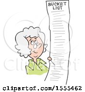Clipart Of A Cartoon White Senior Woman With A Long Bucket List Royalty Free Vector Illustration by Johnny Sajem