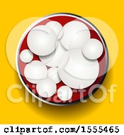 Clipart Of 3d Circles In A Red Circle Over Yellow Royalty Free Vector Illustration