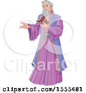 Poster, Art Print Of Warlock Or Wizard Holding A Book And Presenting