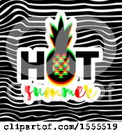 Poster, Art Print Of Geometric Pineapple In Hot Summer Text Over Waves