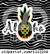 Poster, Art Print Of Geometric Pineapple In Aloha Text Over Waves