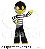 Yellow Thief Man Waving Left Arm With Hand On Hip