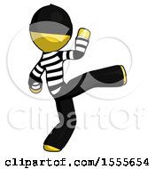 Poster, Art Print Of Yellow Thief Man Kick Pose