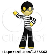Yellow Thief Man Waving Right Arm With Hand On Hip