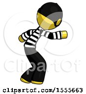 Poster, Art Print Of Yellow Thief Man Sneaking While Reaching For Something