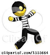 Poster, Art Print Of Yellow Thief Man Running Away In Hysterical Panic Direction Right