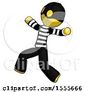 Poster, Art Print Of Yellow Thief Man Running Away In Hysterical Panic Direction Left