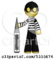 Poster, Art Print Of Yellow Thief Man Standing With Large Thermometer