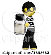 Poster, Art Print Of Yellow Thief Man Holding White Medicine Bottle