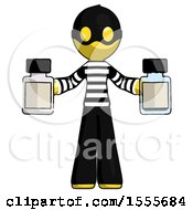 Poster, Art Print Of Yellow Thief Man Holding Two Medicine Bottles