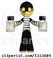 Yellow Thief Man Holding Two Medicine Bottles
