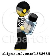 Poster, Art Print Of Yellow Thief Man Holding Glass Medicine Bottle