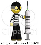 Poster, Art Print Of Yellow Thief Man Holding Large Syringe