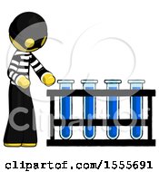 Poster, Art Print Of Yellow Thief Man Using Test Tubes Or Vials On Rack