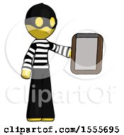 Yellow Thief Man Showing Clipboard To Viewer