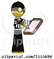 Poster, Art Print Of Yellow Thief Man Using Clipboard And Pencil