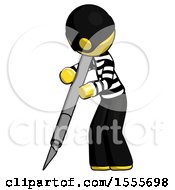 Poster, Art Print Of Yellow Thief Man Cutting With Large Scalpel