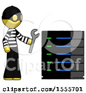 Poster, Art Print Of Yellow Thief Man Server Administrator Doing Repairs
