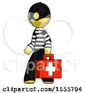 Poster, Art Print Of Yellow Thief Man Walking With Medical Aid Briefcase To Left