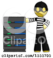 Poster, Art Print Of Yellow Thief Man With Server Rack Leaning Confidently Against It