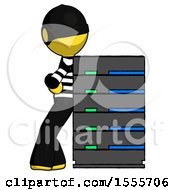 Poster, Art Print Of Yellow Thief Man Resting Against Server Rack