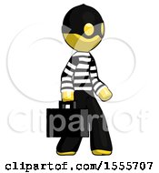 Poster, Art Print Of Yellow Thief Man Walking With Briefcase To The Right