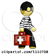 Poster, Art Print Of Yellow Thief Man Walking With Medical Aid Briefcase To Right