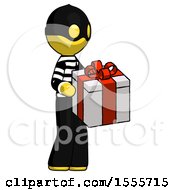 Poster, Art Print Of Yellow Thief Man Giving A Present