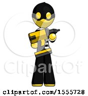Yellow Thief Man Holding Large Drill