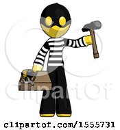 Poster, Art Print Of Yellow Thief Man Holding Tools And Toolchest Ready To Work