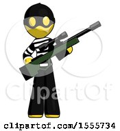 Poster, Art Print Of Yellow Thief Man Holding Sniper Rifle Gun