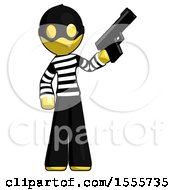 Poster, Art Print Of Yellow Thief Man Holding Handgun