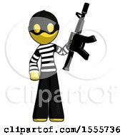 Poster, Art Print Of Yellow Thief Man Holding Automatic Gun