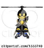 Poster, Art Print Of Yellow Thief Man Flying In Gyrocopter Front View