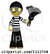 Poster, Art Print Of Yellow Thief Man Holding Feather Duster Facing Forward