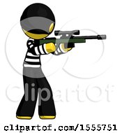 Poster, Art Print Of Yellow Thief Man Shooting Sniper Rifle