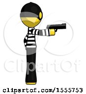 Poster, Art Print Of Yellow Thief Man Firing A Handgun